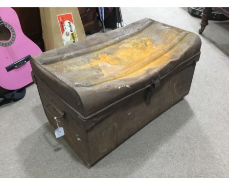 METAL TRUNK, 64cm wide, along with a projector and slides