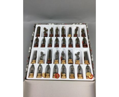 CHESS SET, along with playing cards, card case and a cased set of dominos