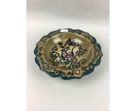 ROYAL CAULDON CAIRO WARE CIRCULAR BOWL, 30cm diameter, along with ceramic plates and jugs