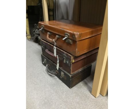 LOT OF THREE VINTAGE TRAVEL TRUNKS, containing ephemera including Renfrewshire county handbook, postcard album, books and boo