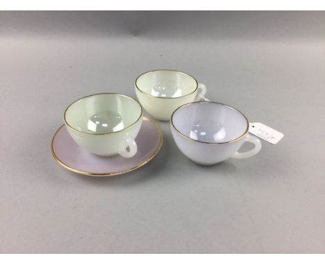SIX VINTAGE ARCOPAL HARLEQUIN TEA CUPS AND SIX SAUCERS