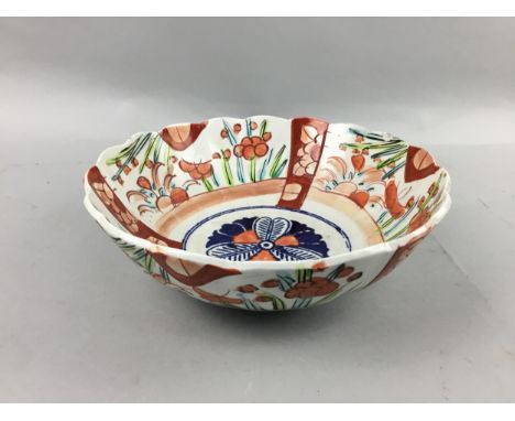 NORITAKE CUP AND SAUCER, along with an Imari bowl, a jar and cover, a dish and a saucer