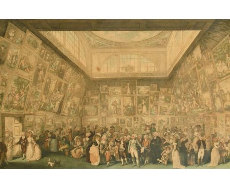 Pietro Antonio Martini, after J.H. Ramberg, The exhibition of the Royal Academy 1787, hand coloured etching, 14" x 19.25".