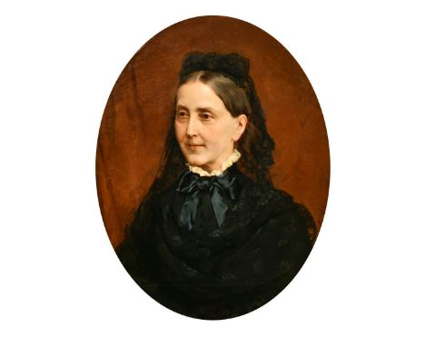 Henri Guillaume Schlesinger (1814-1893) French, Portrait of a lady wearing black, oil on canvas signed and dated 1888, 28" x 