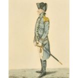Robert Dighton, A first class Man of War taken from the dockyard Plymouth, hand coloured etching,