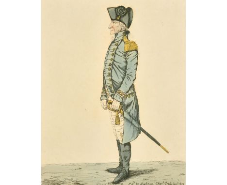 Robert Dighton, A first class Man of War taken from the dockyard Plymouth, hand coloured etching, 11" x 8", (unframed).