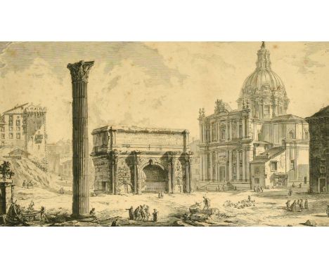 Giovanni Piranesi (1720-1778), 'Arco di Settimio Severo', etching, 18th Century, 15" x 23.25".
