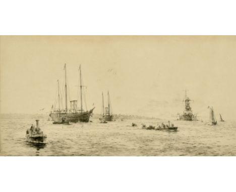 Rowland Langmaid (1897-1956) British, 'The Royal Yacht Victoria and Albert', etching, signed in pencil, 6.25" x 12.25".