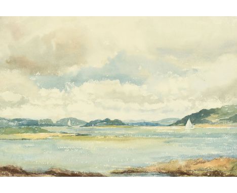 Mary Williams (1911-2002) British, 'Poole Harbour, Morning', watercolour, signed, 13.5" x 20".