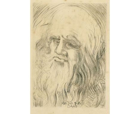 Salvador Dali, 'Leonardo da Vinci', etching, 6.75" x 4.75".