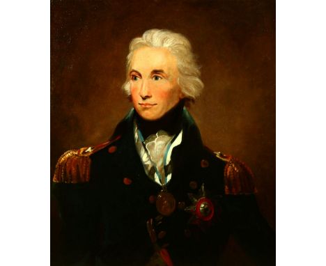 Attributed to Lemuel Abbott (1760-1803), a portrait of Admiral Lord Nelson, oil on canvas, inscribed verso, labels verso, 27.