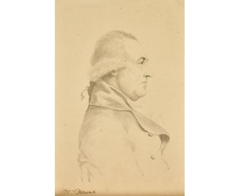 Attributed to George Dance, A half-length portrait of the artist Thomas Hearne, touches of pencil and grey wash, inscribed, 5