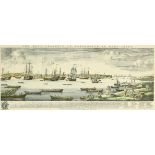 After Samuel and Nathaniel Buck, A hand coloured print, the West prospect of Portsmouth in