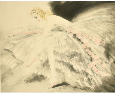 Louis Icart, Study of a Ballerina, etching with touches of watercolour, signed in pencil and numbered 141, 19.5" x 22".