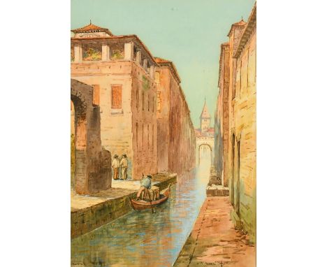 R. Honore Smythe, a pair of Venetian views with figures in gondolas, watercolour, signed and inscribed, each 14" x 10" (2).