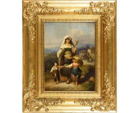                     KIRNER,             Johann Baptist(1806 Furtwangen - 1866 Augsburg)    Italienische FamilieÖl/Holz. Recht
