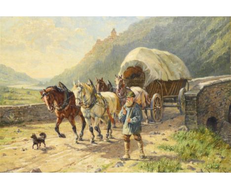                     ESCHWEGE,             Elmar von(1856 Braunschweig - 1935 Weimar)    Bauer mit KutscheÖl/Leinwand/Karton. 