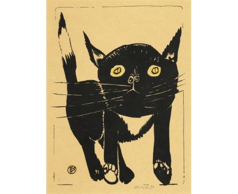                     SCHINKO,             Werner(1929 Wurzelsdorf - 2016 Röbel)    "Michas Katze"Linolschnitt. Bleistiftsignat