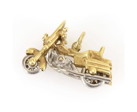 Anhänger "Harley-Davidson"            Gelbgold/Weißgold 585 gestempelt. 2,2 x 1,8 cm. 7,9 g.             Plastisch gestaltete