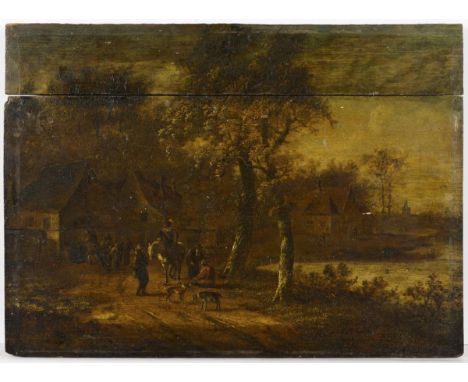             Altmeistergemälde: "Niederländische Landschaft"Öl/Holz. Links unten monogrammiert, verso "J.H.W." monogrammiert/b