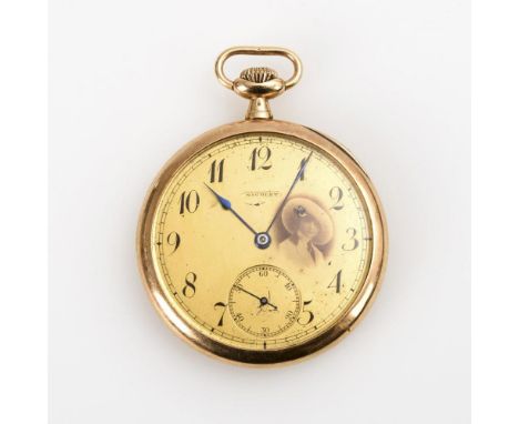  Goldene Jugendstil-Taschenuhr mit Damenporträt "Nicolet"Nomos-W. Co.-Swiss / Nomos-Uhr-Gesellschaft, Guido Müller & Co. Um 1