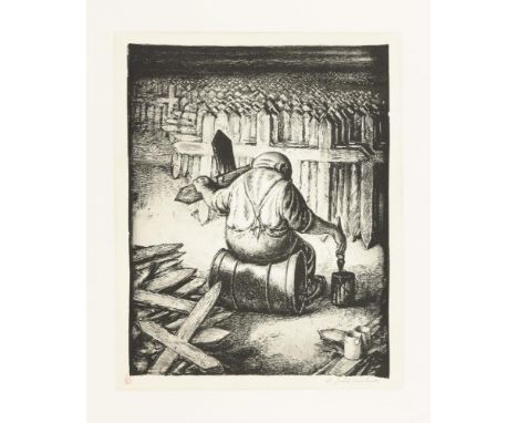   WEBER,  Andreas Paul(1893 Arnstadt - 1980 Schretstaken) "Spekulant auf Heldentod"Lithografie auf Bütten. Im Druck signiert,