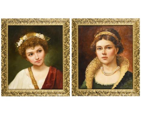             Russische Künstlerin: Bildnis Pendants zweier FrauenJe Öl/Leinwand. Je verso kyrillisch signiert. 2006 und 2007. 
