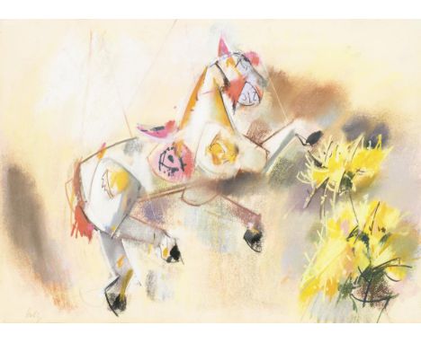   HERBIG,  Otto(1889 Dorndorf - 1971 Weilheim) "Pferdemarionette"Pastell. Links unten signiert. 1964.48 x 67 cm. Gerahmt & hi