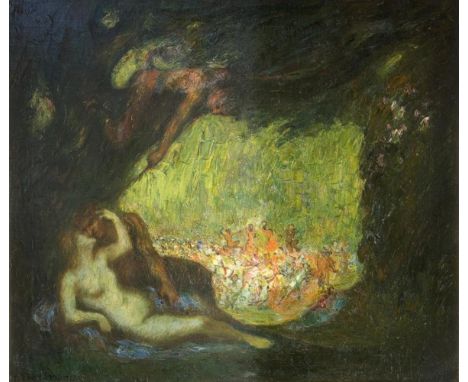                     FREY-MOOCK,             Adolf(1881 Jona - 1954 Steinebrunn)    Bacchanal mit LiebespaarÖl auf Leinwand. S
