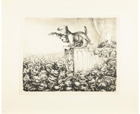   WEBER,  Andreas Paul(1893 Arnstadt - 1980 Schretstaken) "Die tönende Schelle"Lithografie. Bleistiftsignatur, roter Stempel 