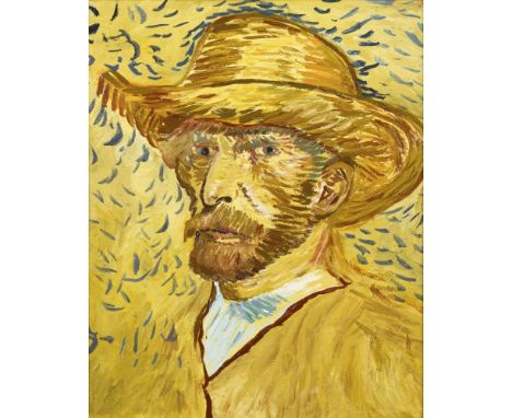   VAN GOGH,  Vincent - Kopie nach Selbstbildnis mit StrohhutÖl/Leinwand. Unsigniert. 21. Jh.42 x 34 cm. Gerahmt59 x 51 cm. Gu