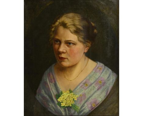                     GEWECKE,             Walter(1867 Hannover - 1948 Düsseldorf)    FrauenporträtÖl/Leinwand. Links signiert 