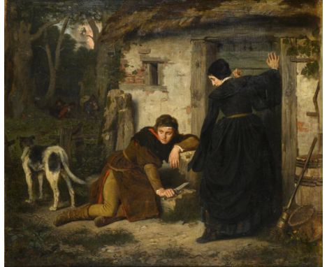                     RÖSSLER,             Ludwig von(1842 Wiesbaden - 1910 Frankfurt/Main)    Nach dem ÜberfallÖl/Leinwand/Hol