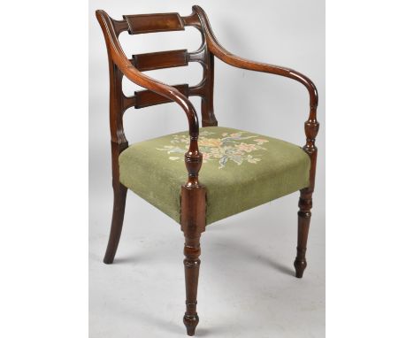 A 19th Century Mahogany Ladder Back Armchair with Tapestry Upholstery 