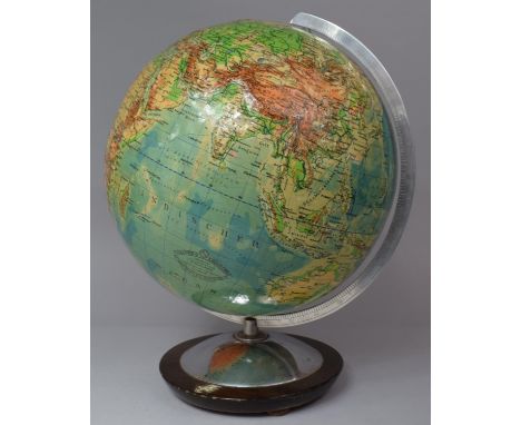 A Mid 20th Century German Table Globe, Columbus Erdglobus on Circular Chrome Mounted Base, 43cm high 