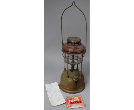 A Hurricane Lamp with Tilley Mantle and Instructions 