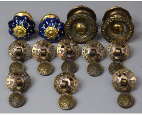 A Collection of Vintage Metal and Enamelled Door and Drawer Handles 