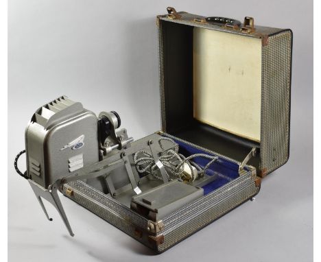 A Vintage Gnome Cased Slide Projector with Screen Mounted in Carrying Case, Two Inner Slide Boxes 