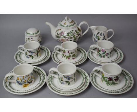 A Collection of Portmeirion Botanic Garden Teawares to Comprise Six Cups, Lidded Sugar, Jug, Teapot, Six Saucers, Six Side Pl