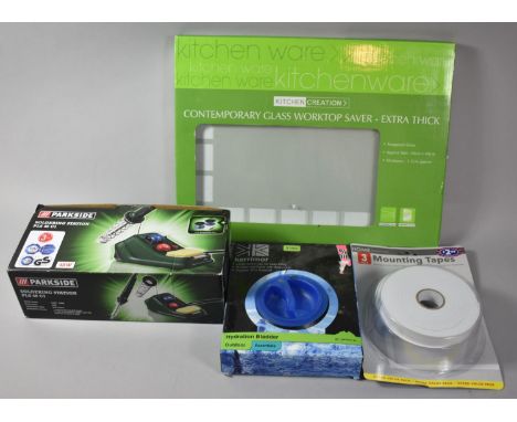 A Collection of Tools to include Parkside Soldering Station, Glass Worktop, Double Sided Mounting Tape and a Hydration Bladde