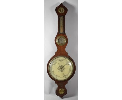 A 19th Century Mahogany Onion Topped Wheel Barometer for Full Restoration, Mercury Tube and Thermometer AF, 98cm high 