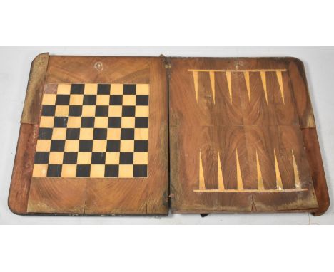 A Late 19th Century Inlaid Games Former Table Top, For Backgammon and Chess, In Need of Substantial Renovation 