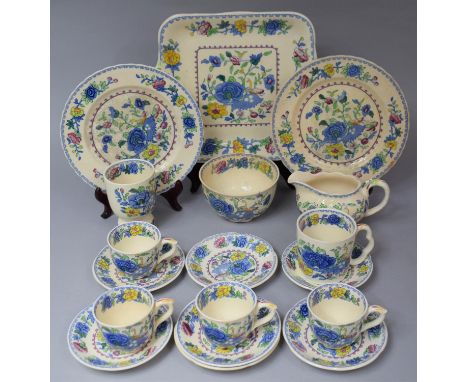 A Collection of Masons Regency Pattern Teawares to comprise Four Coffee Cans, Seven Saucers, Seven Side Plates, Large Sugar B