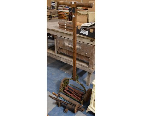 A Vintage Ransome Push Mower, "The Leo" Together with a Bottle Jack and Other Tools 