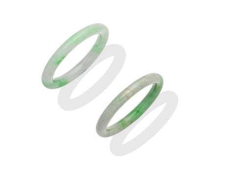 TWO JADEITE BANGLESEach of circular form, inner circumference approx. 18.0mmFootnotes:Accompanied by a report from The Gem &a