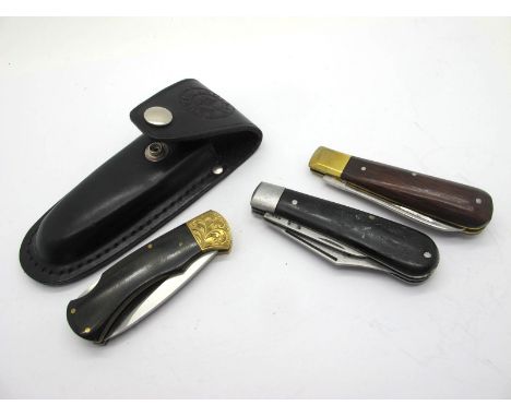 Rodgers of Sheffield Two Blade, polished horn scales, 9cm closed length; Beretta / Falcon single blade knife with composite s