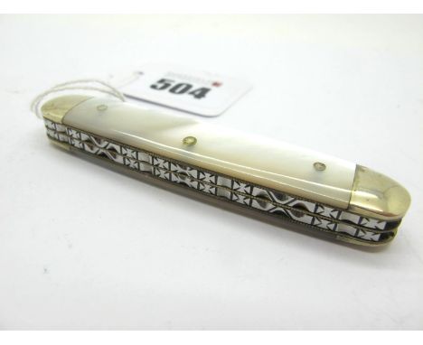 Stan Shaw; A Folding Pocket Knife, with mother of pearl scales and nickel silver bolsters, three blades stamped "Stan Shaw", 