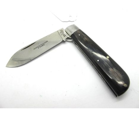 Joseph Rodgers &amp; Sons No.6 Norfolk Street Pocket Knife, single blade and polished horn scales with metal bolster, 19cm op