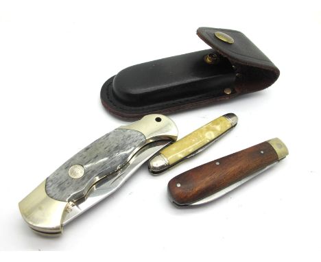 Richards Single Blade Knife, 8cm closed length, Boker pocket knife, compound scales, n/s bolsters, 10.5cm closed length, in f