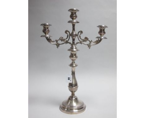 Moritz Hacker; An Austrian Twin Branch Candelabrum, c.early XX Century, with foliated scroll branches with engine turned deco